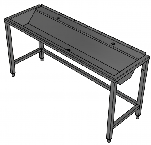 DREILICH Waschrinne 405 UB-1600 ohne Schrze Hahnlochbank bodenstehend mit Unterbau geschweite Konstruktion Lnge 1600mm (3502180240)