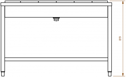 DREILICH Waschrinne 405 UB-1200 ohne Schrze Hahnlochbank bodenstehend mit Unterbau geschweite Konstruktion Lnge 1200mm (3502180238)