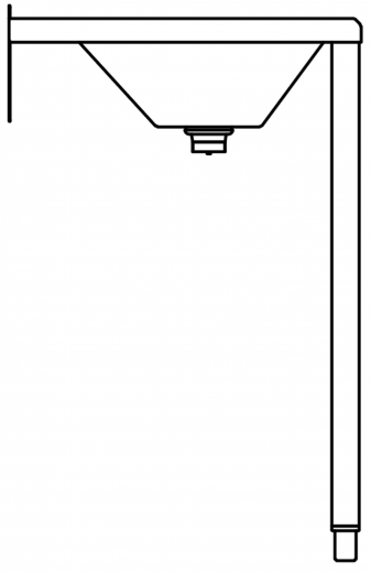 DREILICH Waschrinne 405 WF-1200 ohne Schrze mit Hahnlochbank wandhngend mit Winkelfen geschweite Konstruktion Lnge 1200mm (3502180210)