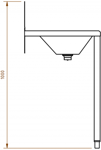 DREILICH Waschrinne 405SW WF-1600 ohne Schrze mit Spritzwand HLB wandhngend mit Winkelfen geschweite Konstruktion Lnge 1600mm (3502180219)