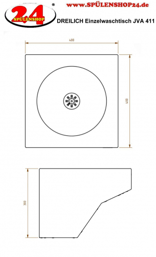 DREILICH Einzelwaschtisch JVA 411 vandalengeschtzter Waschtisch wandhngende Montage (3502180190)