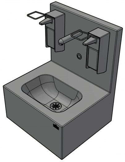 DREILICH Hygiene-Waschtisch Hygienewaschplatz rztewaschrinne fr Wandmontage ohne berlauf (3502180135)