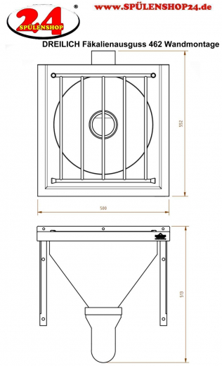 DREILICH Fkalienausguss wandhngend 462 fugenlos eingeschweites Becken fr medizinischen Bereich (3504350001)