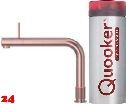 QUOOKER FRONT VAQ PRO3 Einhebelmischer Kupfer Rose' PVD & 100C Armatur Kochendwasserhahn (3FRONTRCO)