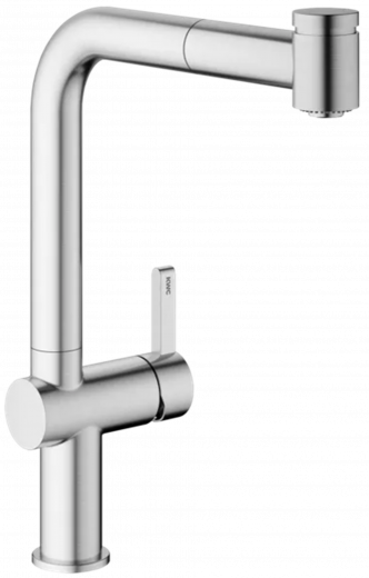 KWC Kchenarmatur Bevo E 10.531.003.700FL Einhebelmischer Edelstahl massiv mit Zugauslauf und Brausefunktion