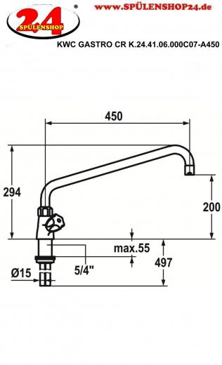 KWC Gastro CR K.24.41.06.000C07-A450 Zweigriffmischer Gewerbe Gastroarmatur fr die Profikche