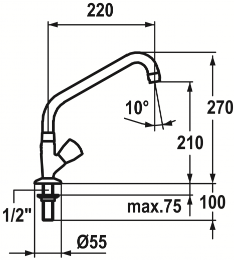 KWC Gastro CR K.25.40.63.000C34-A220 Eingriff Standventil Gewerbe Gastroarmatur fr die Profikche