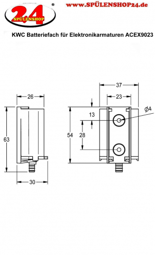 KWC PROFESSIONAL Batteriefach fr Elektronikarmaturen ACEX9023