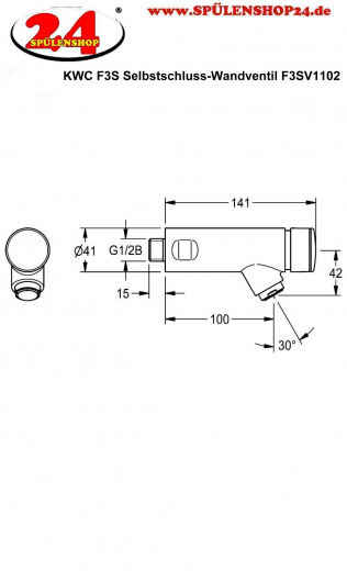 KWC PROFESSIONAL F3S Selbstschluss-Wandventil F3SV1102 DN 15 fr Waschanlagen