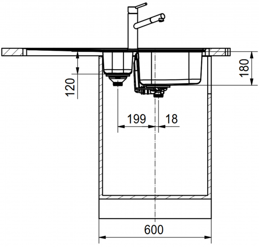 FRANKE Kchensple Rapid RPX 251-100 Edelstahlsple Slimtop / Flchenbndig mit Siebkorb als Drehknopfventil