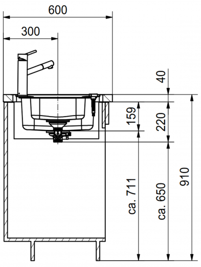 FRANKE Kchensple Rapid RPX 251-100 Edelstahlsple Slimtop / Flchenbndig mit Siebkorb als Drehknopfventil