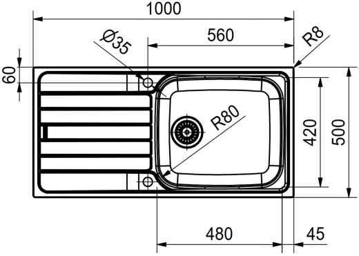 FRANKE Kchensple Spark SKL 611-100 (50) XL Einbausple / Edelstahlsple Leinenoptik mit Einbaurand und Siebkorb als Drehknopfventil