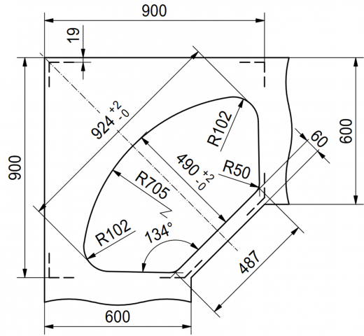 FRANKE Kchensple Spark SKX 651-95 E Edelstahl Einbausple / Ecksple mit Einbaurand und Siebkorb als Drehknopfventil