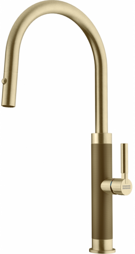 FRANKE Kchenarmatur Mythos Masterpiece Einhebelmischer Edelstahl Gold (PVD) mit Auszugsbrause Pull-Down-Spray 360 schwenkbarer Auslauf