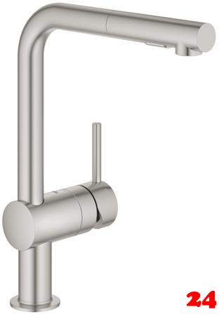 GROHE KITCHEN SELECTION Kchenarmatur Vento Einhebelmischer Supersteel mit Zugauslauf und Brausefunktion (30437DC0)