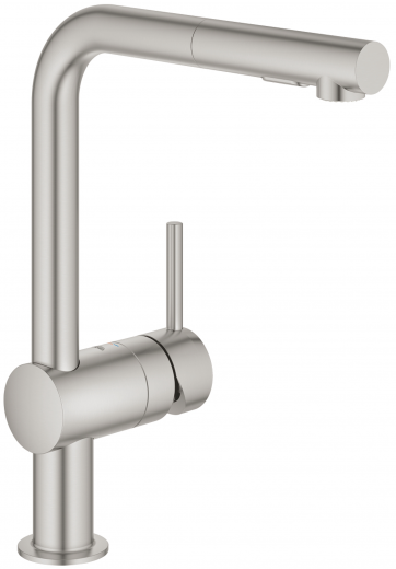 GROHE KITCHEN SELECTION Kchenarmatur Vento Einhebelmischer Supersteel mit Zugauslauf und Brausefunktion (30437DC0)