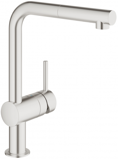 GROHE KITCHEN SELECTION Kchenarmatur Vento Einhebelmischer Supersteel mit Zugauslauf als Schlauchbrause (30436DC0)