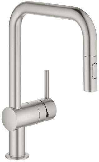 GROHE KITCHEN SELECTION Kchenarmatur Vento Einhebelmischer Supersteel mit Zugauslauf und Brausefunktion (30439DC0)