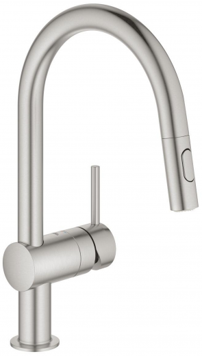 GROHE KITCHEN SELCTION Kchenarmatur Vento Einhebelmischer Supersteel mit Zugauslauf und Brausefunktion (30438DC0)