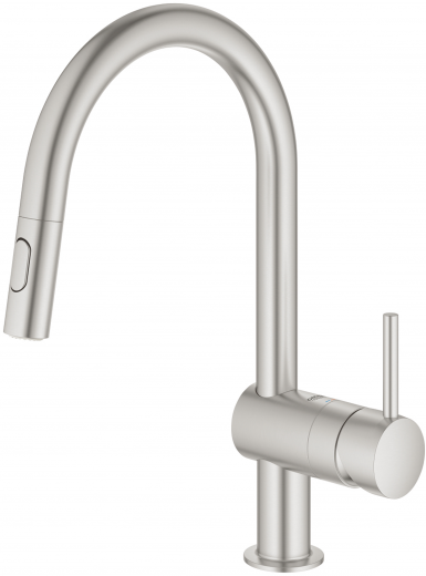 GROHE KITCHEN SELCTION Kchenarmatur Vento Einhebelmischer Supersteel mit Zugauslauf und Brausefunktion (30438DC0)