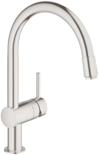 GROHE KITCHEN SELECTION Kchenarmatur Vento Einhebelmischer Supersteel mit Zugauslauf als Schlauchbrause (30434DC0)