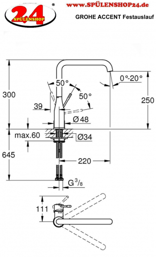 GROHE KITCHEN SELECTION Kchenarmatur Accent Einhebelmischer Chrom mit Festauslauf (30423000)