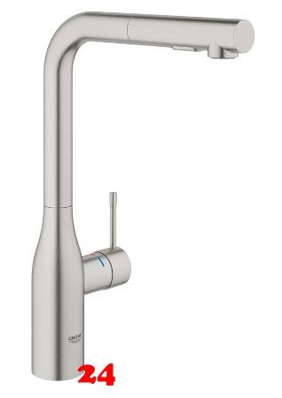 GROHE KITCHEN SELECTION Kchenarmatur Accent Einhebelmischer Supersteel mit Zugauslauf und Brausefunktion (30432DC0)