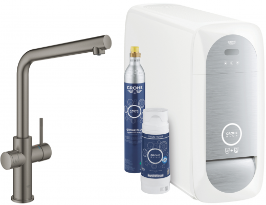 GROHE Blue Home L-Auslauf Starter Kit Spltisch-Einhebelmischer mit Filterfunktion und Khlung (31454AL1)