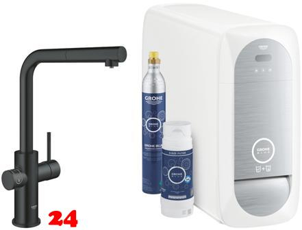 GROHE Blue Home L-Auslauf Starter Kit Kchenarmatur mit Filterfunktion und herausziehbarem Mousseurauslauf (31539KS0)