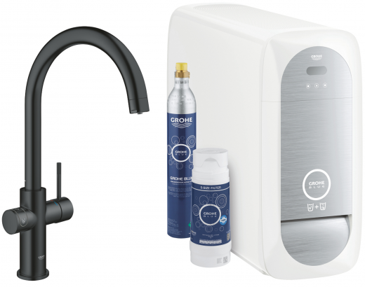 GROHE Blue Home C-Auslauf Starter Kit Spltisch-Einhebelmischer mit Filterfunktion und Khlung (31455KS1)