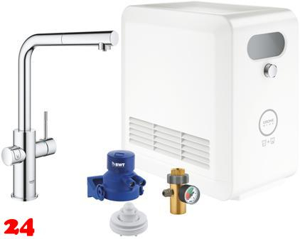 GROHE Blue Professional L-Auslauf SET Spltisch-Einhebelmischer mit Filterfunktion und Khlung mit Mousseurauslauf (31326002)