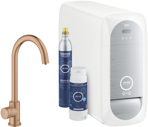 GROHE Blue Home Mono Starter Kit Standventil Warm Sunset gebrstet mit Filterfunktion und Khlung (31498DL1)