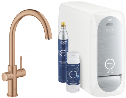 GROHE Blue Home C-Auslauf Starter Kit Spltisch-Einhebelmischer mit Filterfunktion und Khlung (31455DL1)