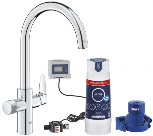 GROHE Blue Pure Baucurve Starter Kit Filterarmatur mit Ultrasafe Wasserfilterset (30582000)