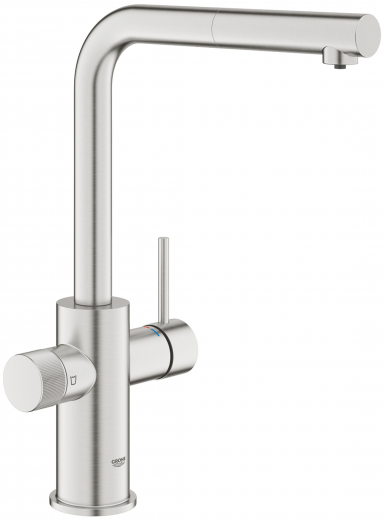 GROHE Blue Pure Minta Einhand-Spltischbatterie mit herausziehbarem Mousseurauslauf Einzelarmatur mit Filterfunktion (30590DC0) [NUR Armatur]