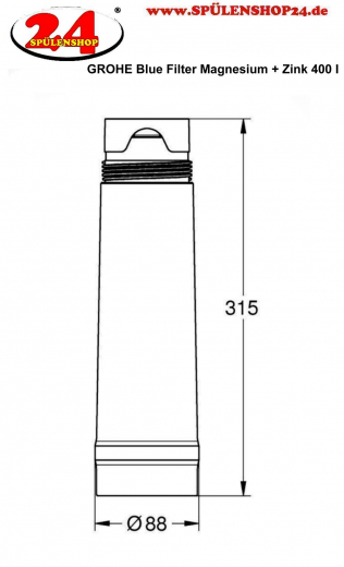 GROHE Blue Filter Magnesium und Zink Filter Kapatitt 400 Liter bei 17 dGH (40691002)