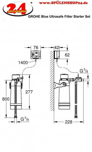 GROHE Blue Ultrasafe Filter Starter Set Kapazitt 3000 Liter (40876000) [OHNE Armatur]