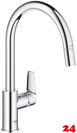 GROHE Kchenarmatur BauEdge Einhebelmischer Chrom mit Zugauslauf (30536000)