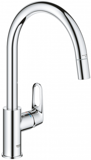 GROHE Kchenarmatur BauFlow Einhebelmischer Chrom mit Zugauslauf (30549000)