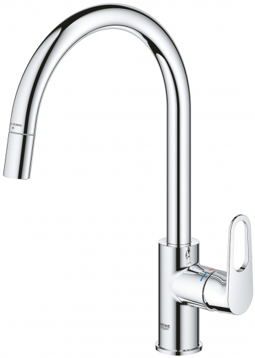 GROHE Kchenarmatur BauFlow Einhebelmischer Chrom mit Zugauslauf (30549000)