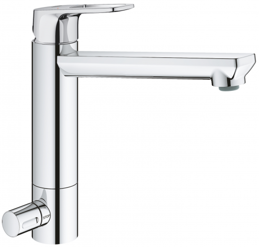 GROHE Kchenarmatur BauLoop Einhebelmischer Chrom mit Festauslauf mit Gerteabsperrventil (31713000)