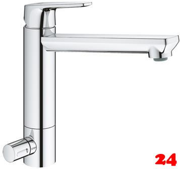 GROHE Kchenarmatur BauEdge Einhebelmischer Chrom mit Festauslauf mit Gerteabsperrventil (31696000)