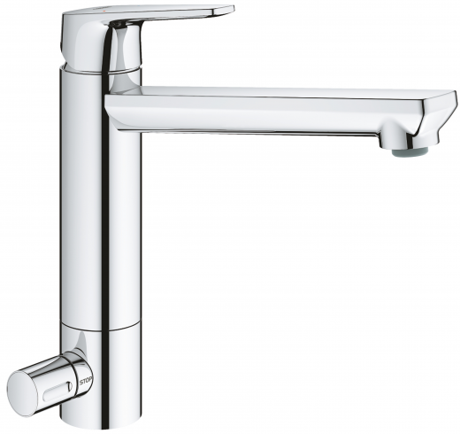 GROHE Kchenarmatur BauEdge Einhebelmischer Chrom mit Festauslauf mit Gerteabsperrventil (31696000)