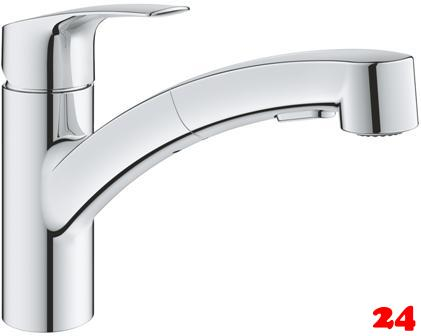 GROHE Kchenarmatur Eurosmart Einhebelmischer Chrom mit Zugauslauf und Brausefunktion (30305001)