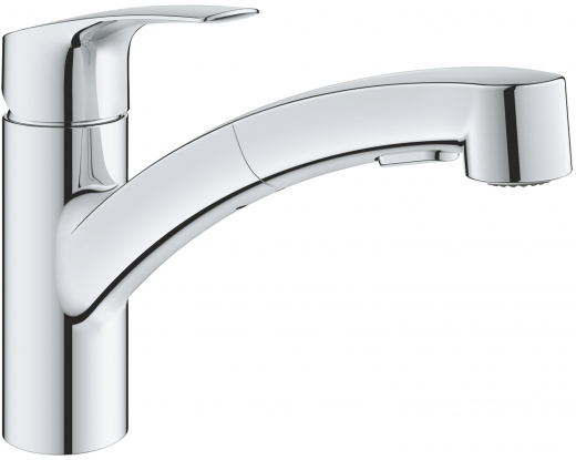 GROHE Kchenarmatur Eurosmart Einhebelmischer Chrom mit Zugauslauf und Brausefunktion (30305001)