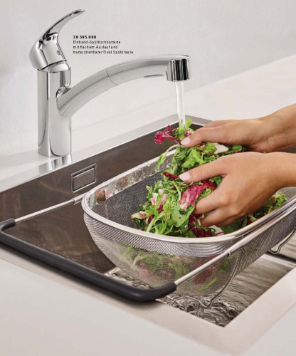 GROHE Kchenarmatur Eurosmart Einhebelmischer Chrom mit Zugauslauf und Brausefunktion (30305001)