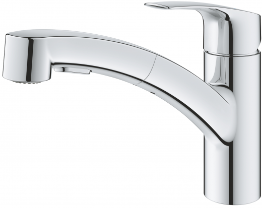 GROHE Kchenarmatur Eurosmart Einhebelmischer Chrom mit Zugauslauf und Brausefunktion (30305001)