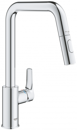 GROHE Kchenarmatur Eurosmart Einhebelmischer Chrom mit Zugauslauf als Schlauchbrause (30619000)