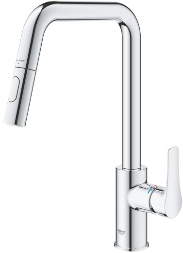 GROHE Kchenarmatur Eurosmart Einhebelmischer Chrom mit Zugauslauf als Schlauchbrause (30619000)