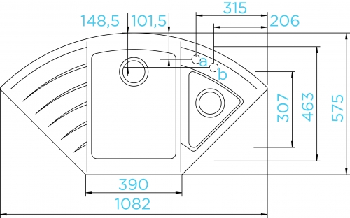 SCHOCK Kchensple Lotus C 150 Cristadur Nano-Granitsple / Ecksple mit Drehexcenter